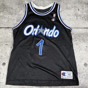 Vintage Orlando Magic Jersey Mens Size 40 Black NBA Basketball Champion 90s